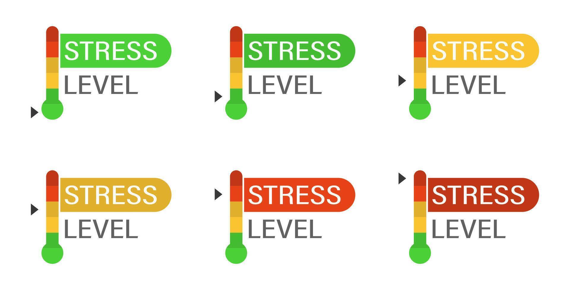 Measuring the level of stress. Set of icons with different indicators vector