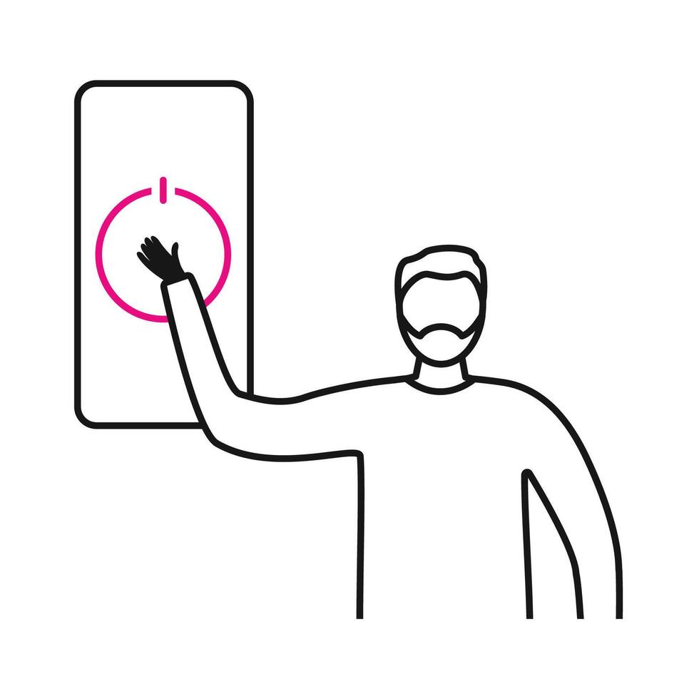 National Day of Unplugging. Turn off your phone. Line flat symbol vector