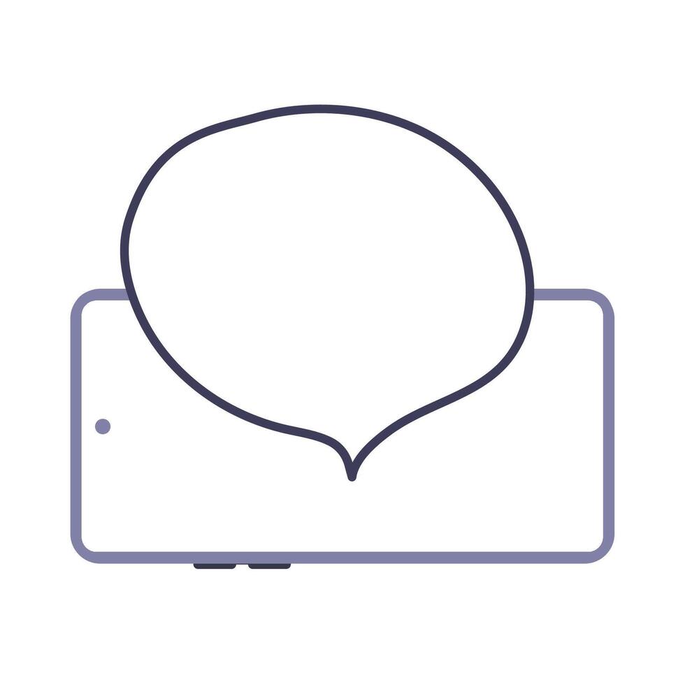 Outlined smartphone with speech bubble illustration. vector
