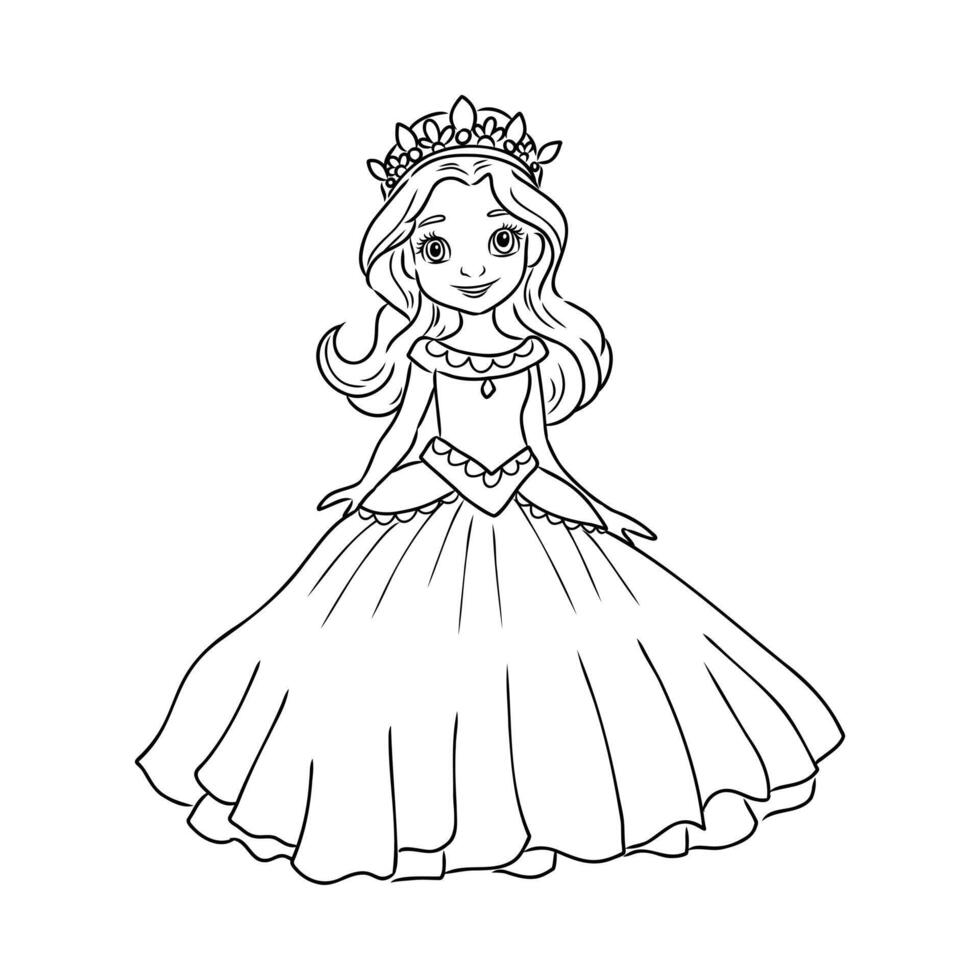 cartoon princess sketch vector