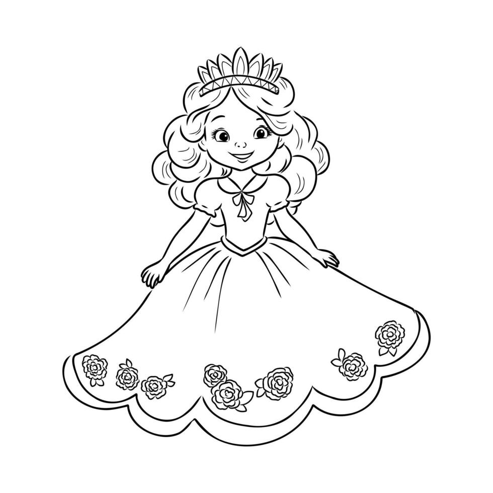 cartoon princess sketch vector