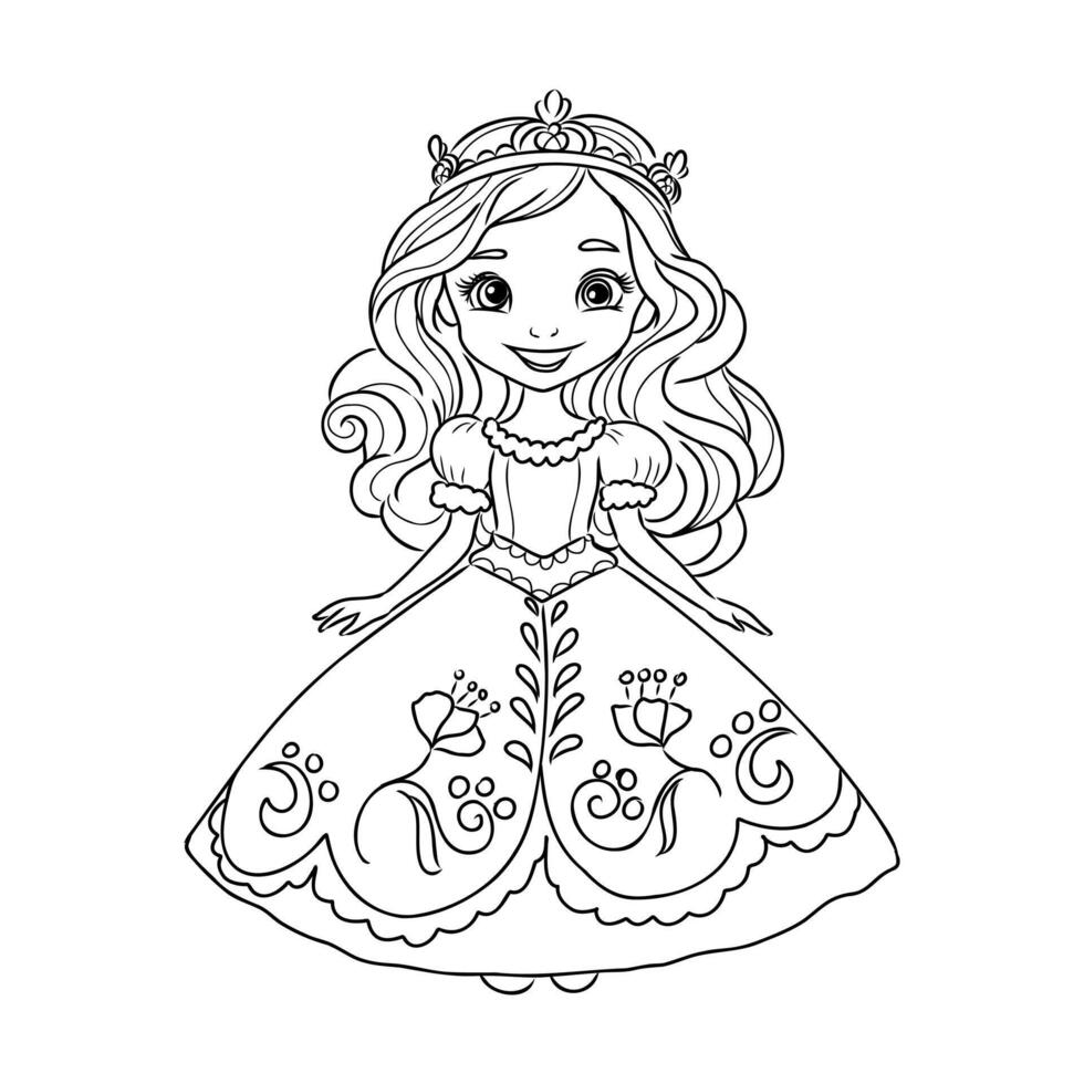 cartoon princess sketch vector