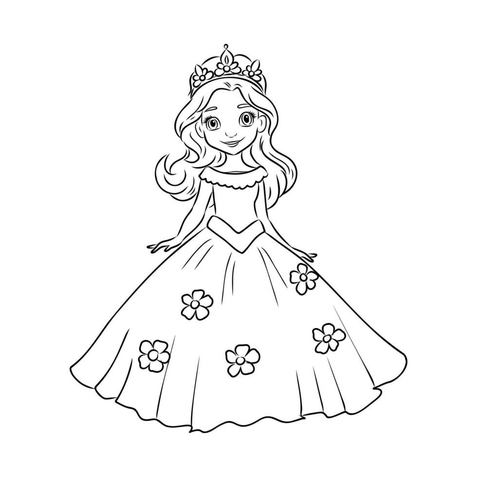 cartoon princess sketch vector