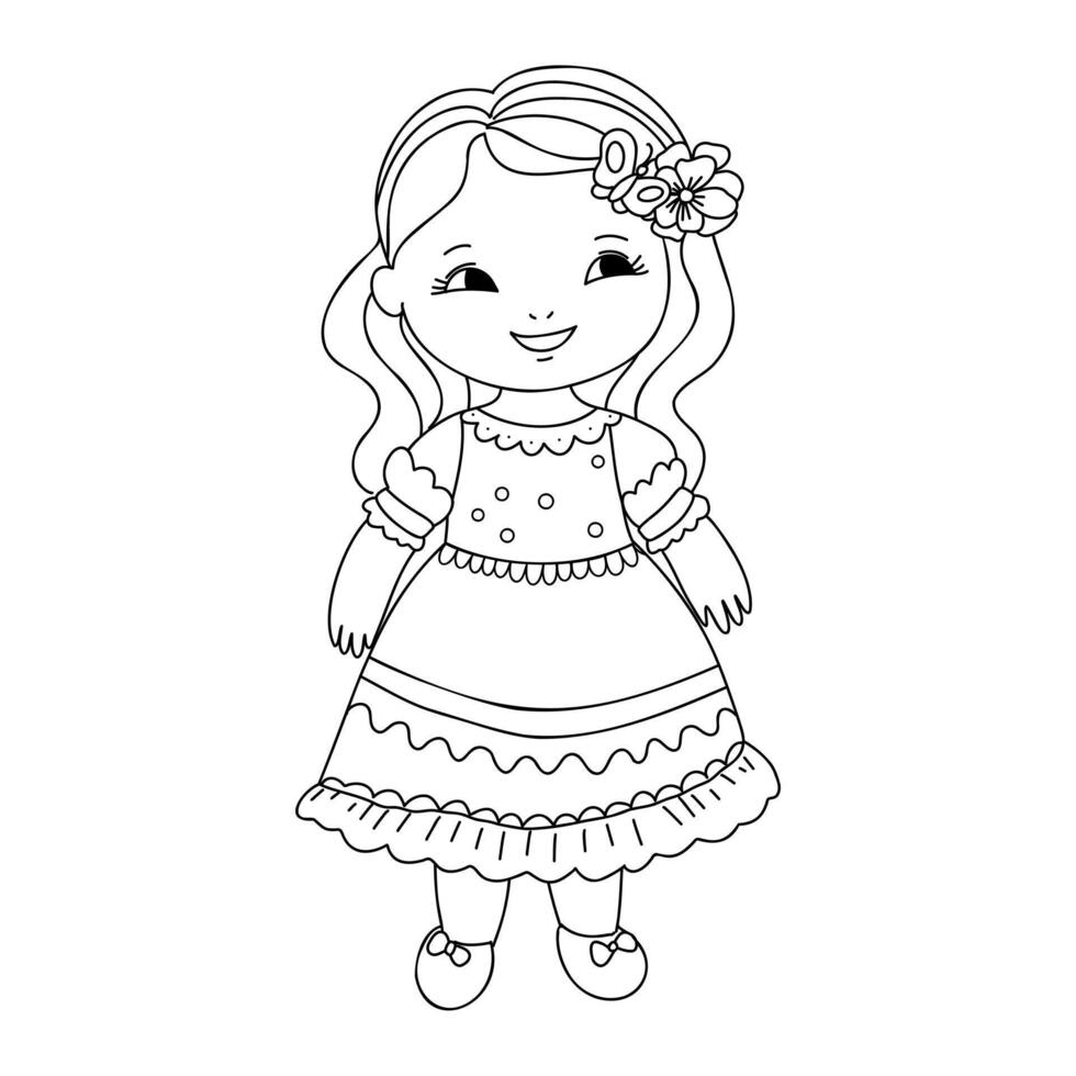 cartoon girl sketch vector