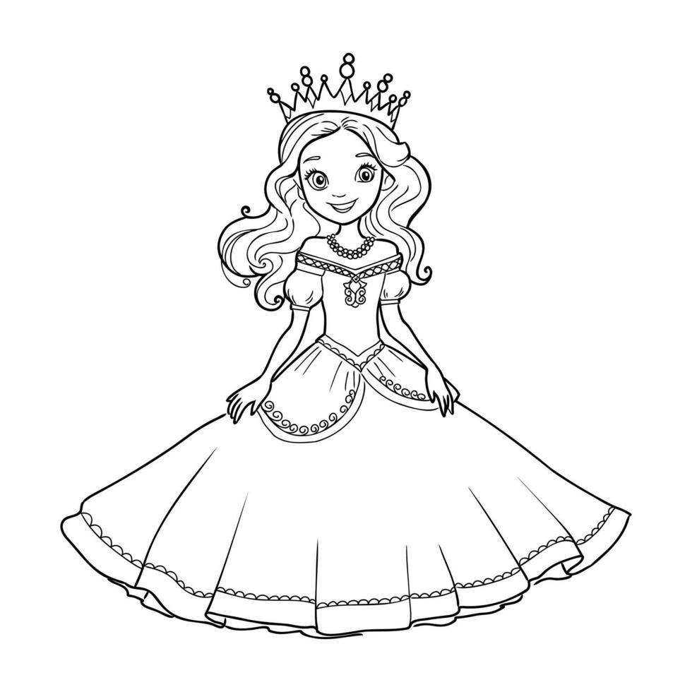 cartoon princess sketch vector