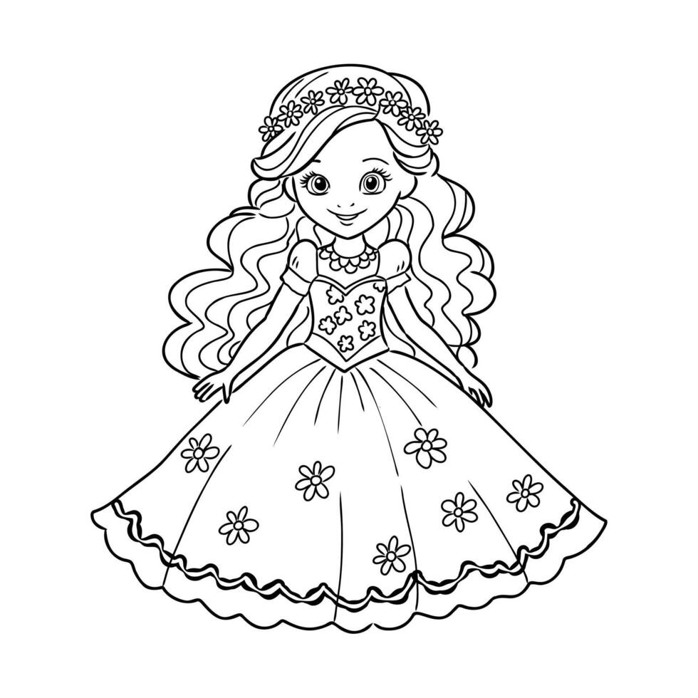 cartoon princess sketch vector
