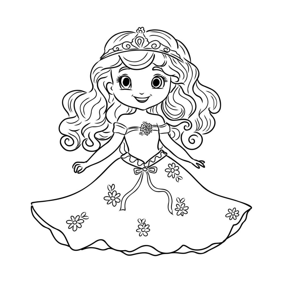cartoon princess sketch vector