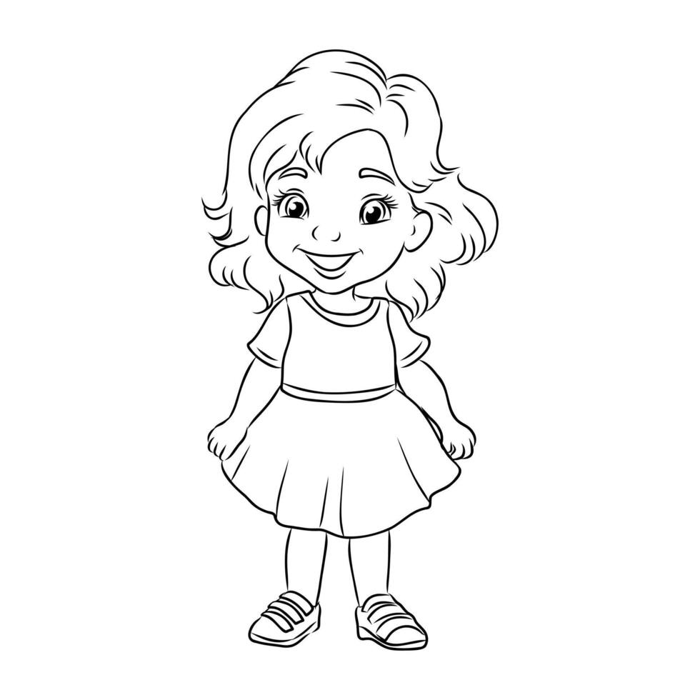 cartoon girl sketch vector