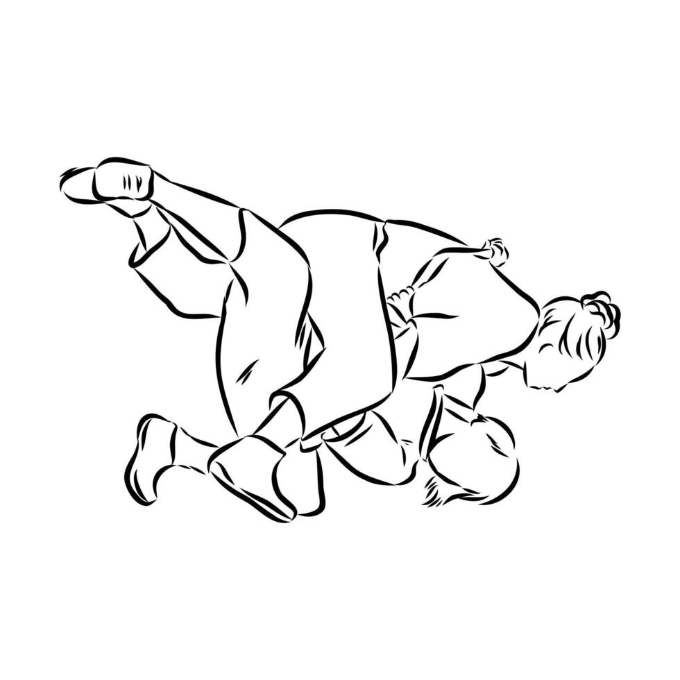 sambo wrestling sketch vector
