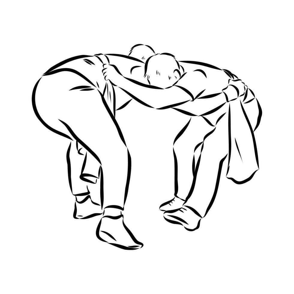 sambo wrestling sketch vector