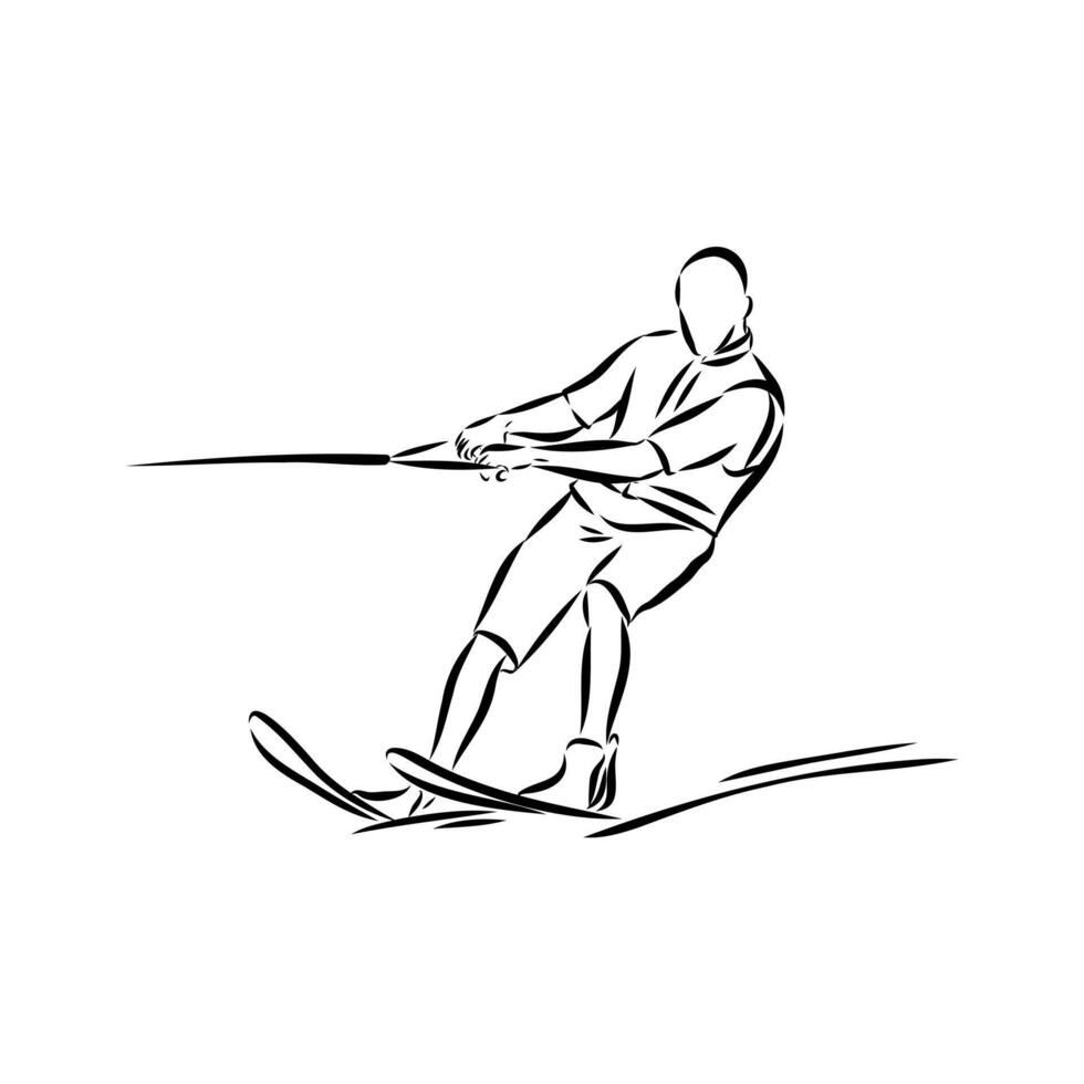 water skiing sketch vector