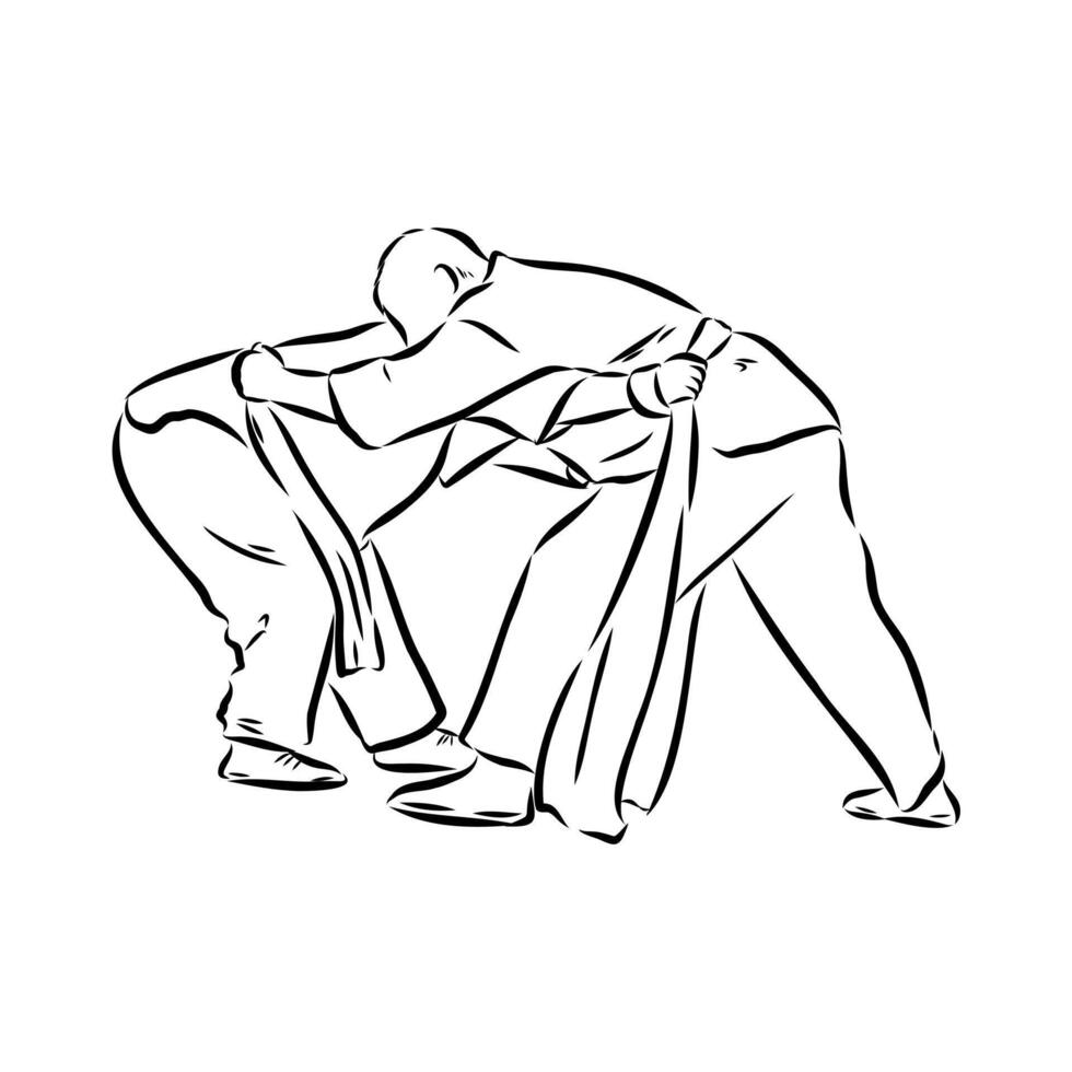 sambo wrestling sketch vector