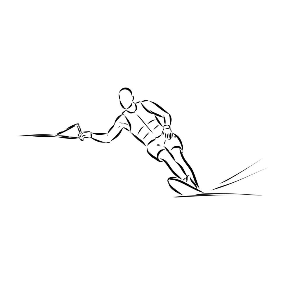 water skiing sketch vector