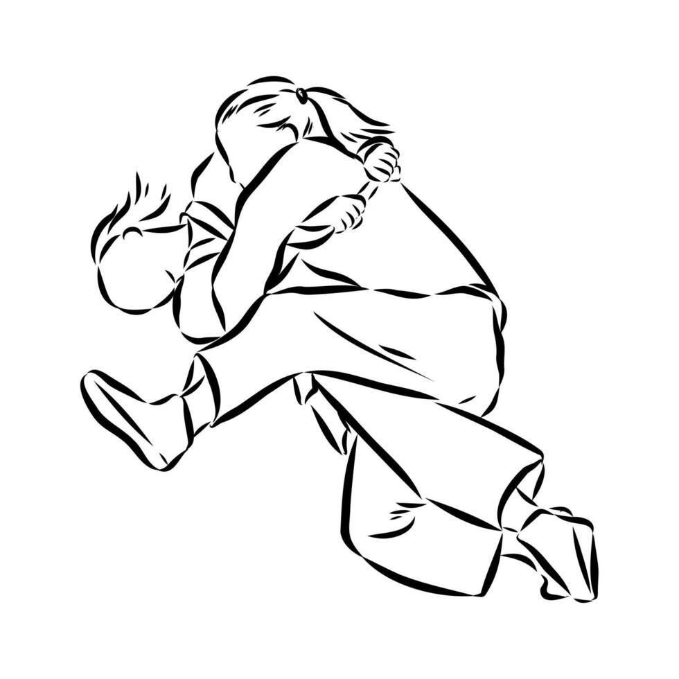 sambo wrestling sketch vector