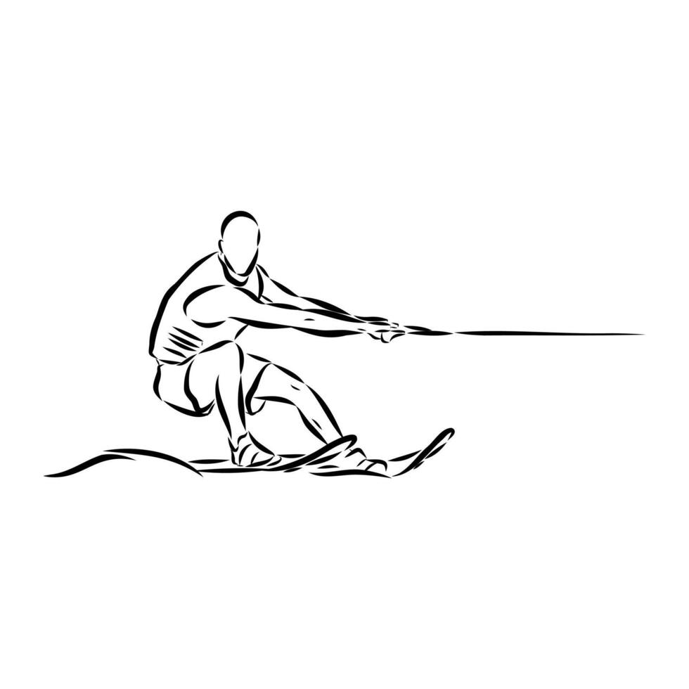 water skiing sketch vector