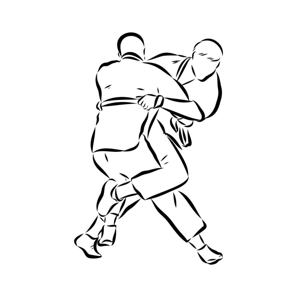 sambo wrestling sketch vector