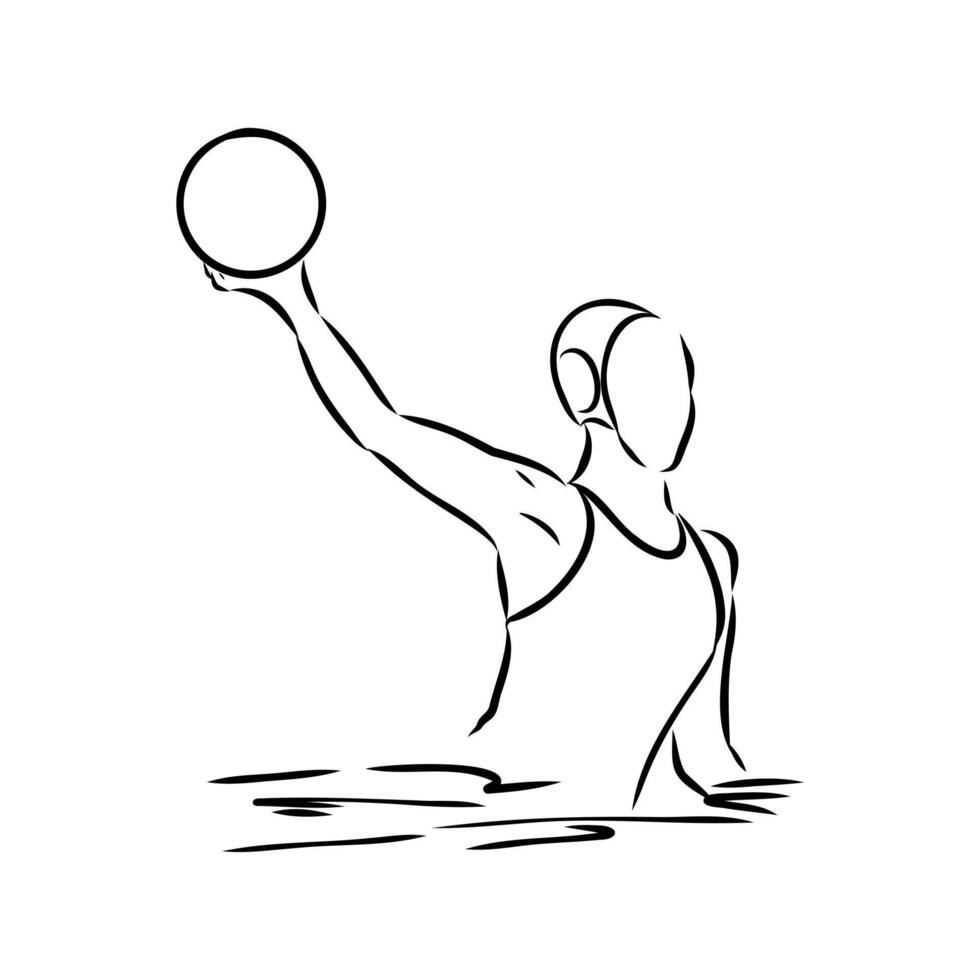 water polo sketch vector