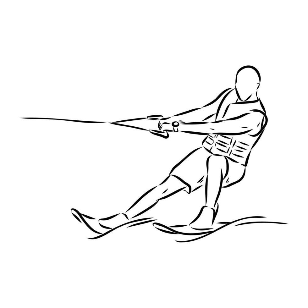 water skiing sketch vector