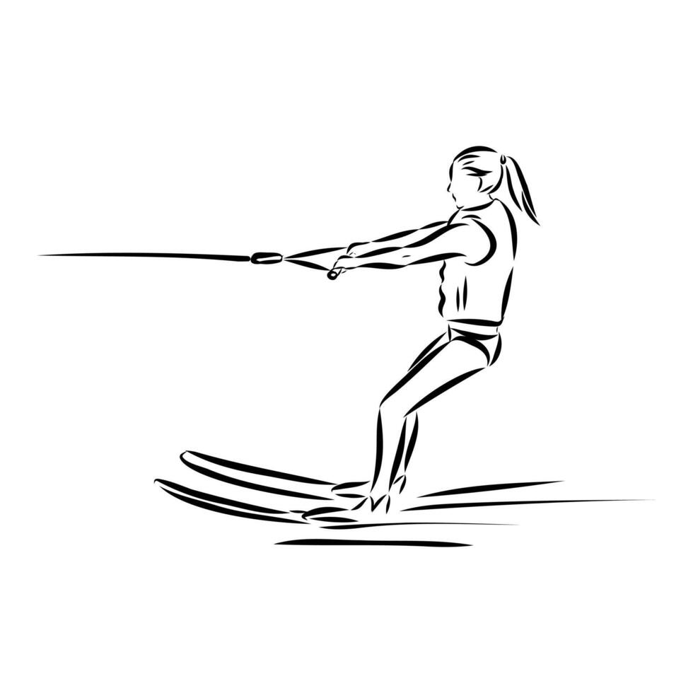 water skiing sketch vector