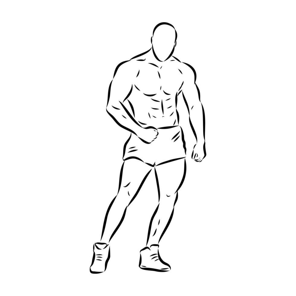 athlete bodybuilder sketch vector