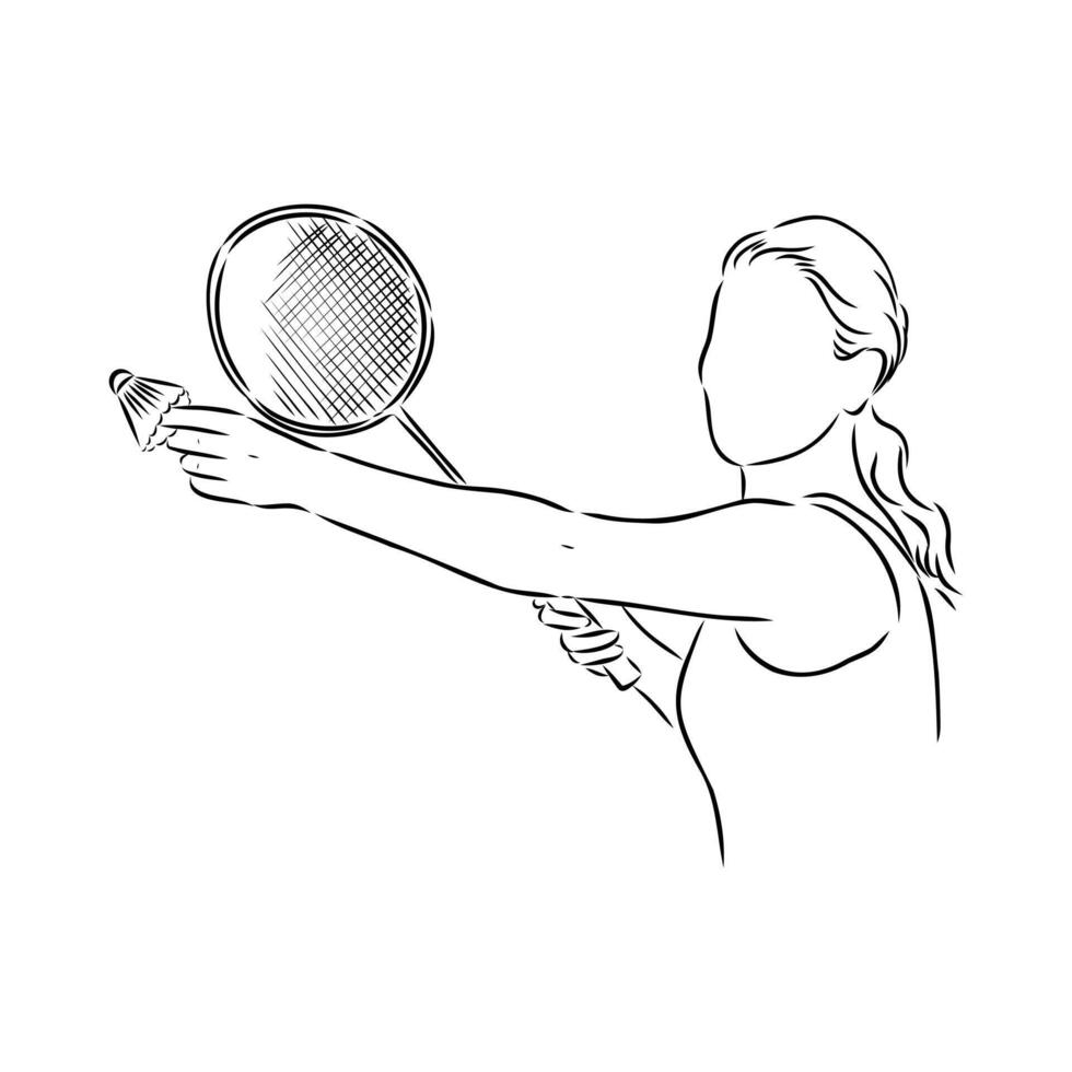 badminton game sketch vector