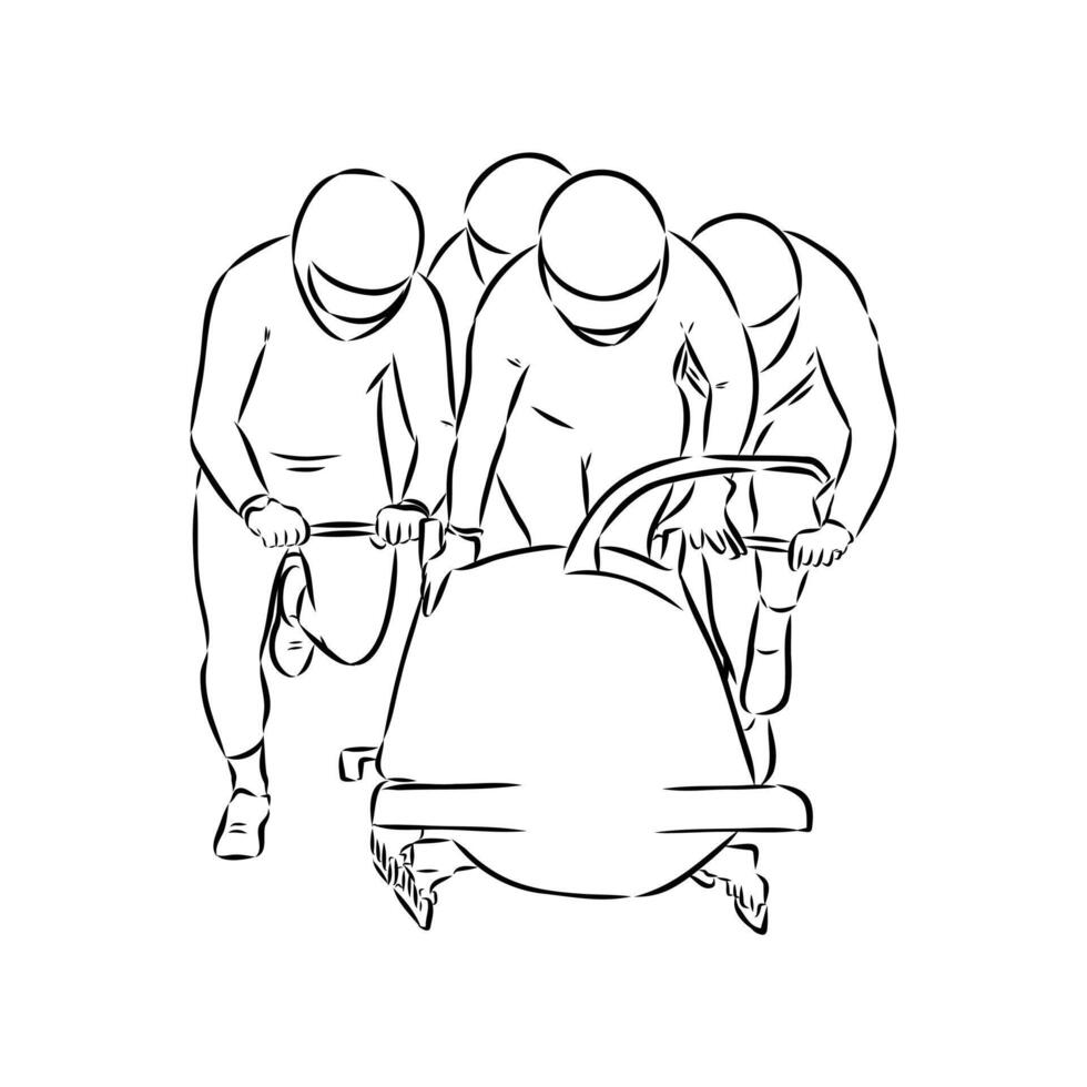 sports bobsleigh sketch vector