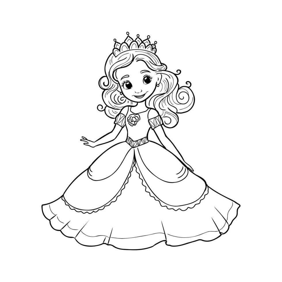 cartoon princess sketch vector