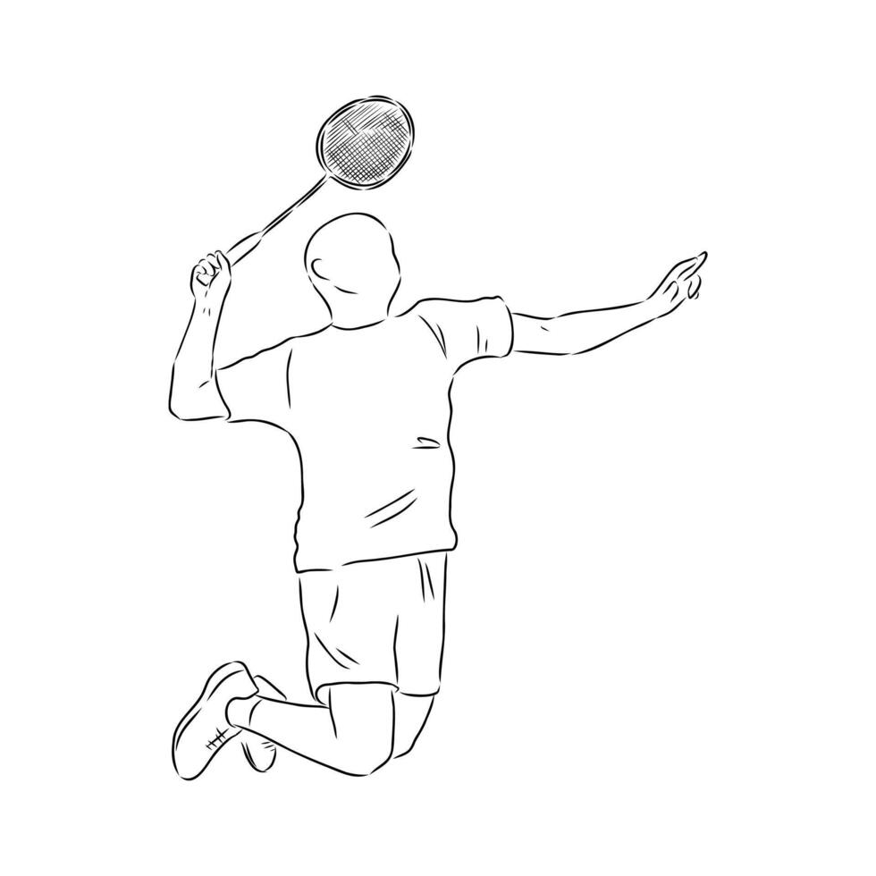 badminton game sketch vector