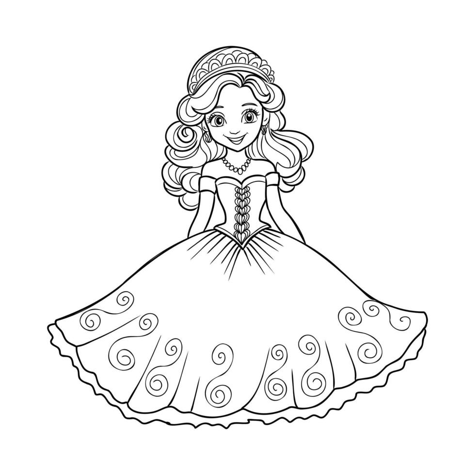 cartoon princess sketch vector