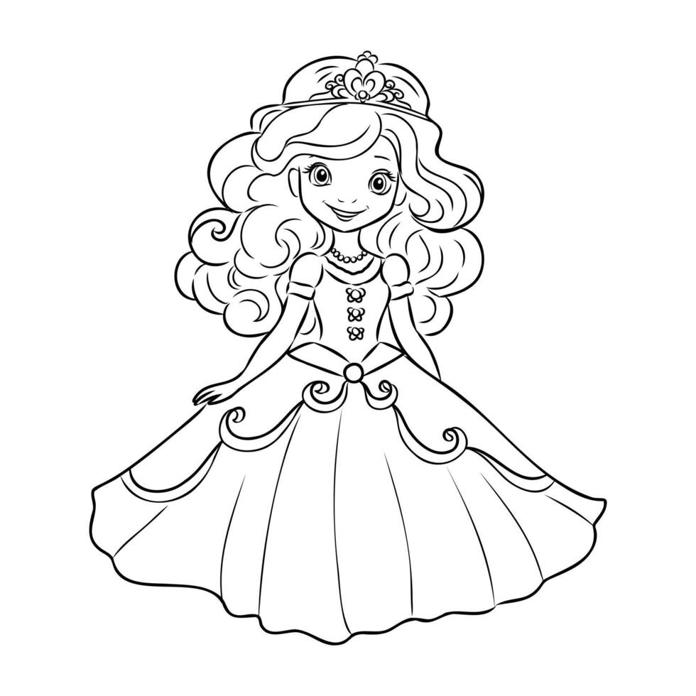 cartoon princess sketch vector