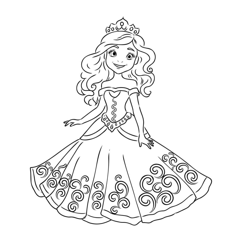 cartoon princess sketch vector