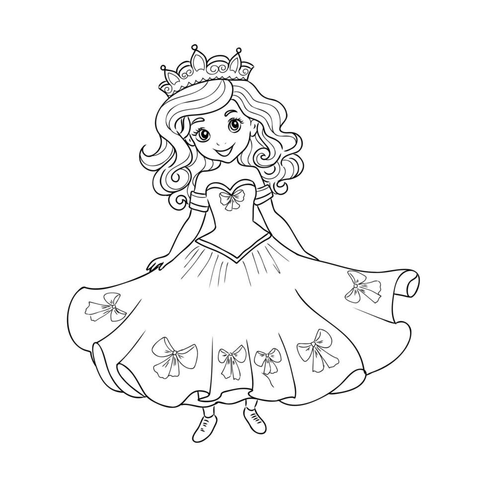 cartoon princess sketch vector