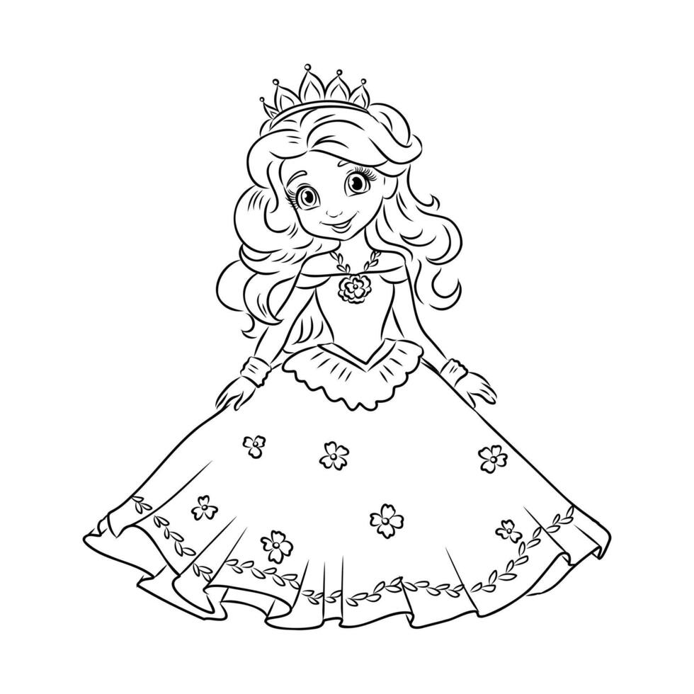 cartoon princess sketch vector