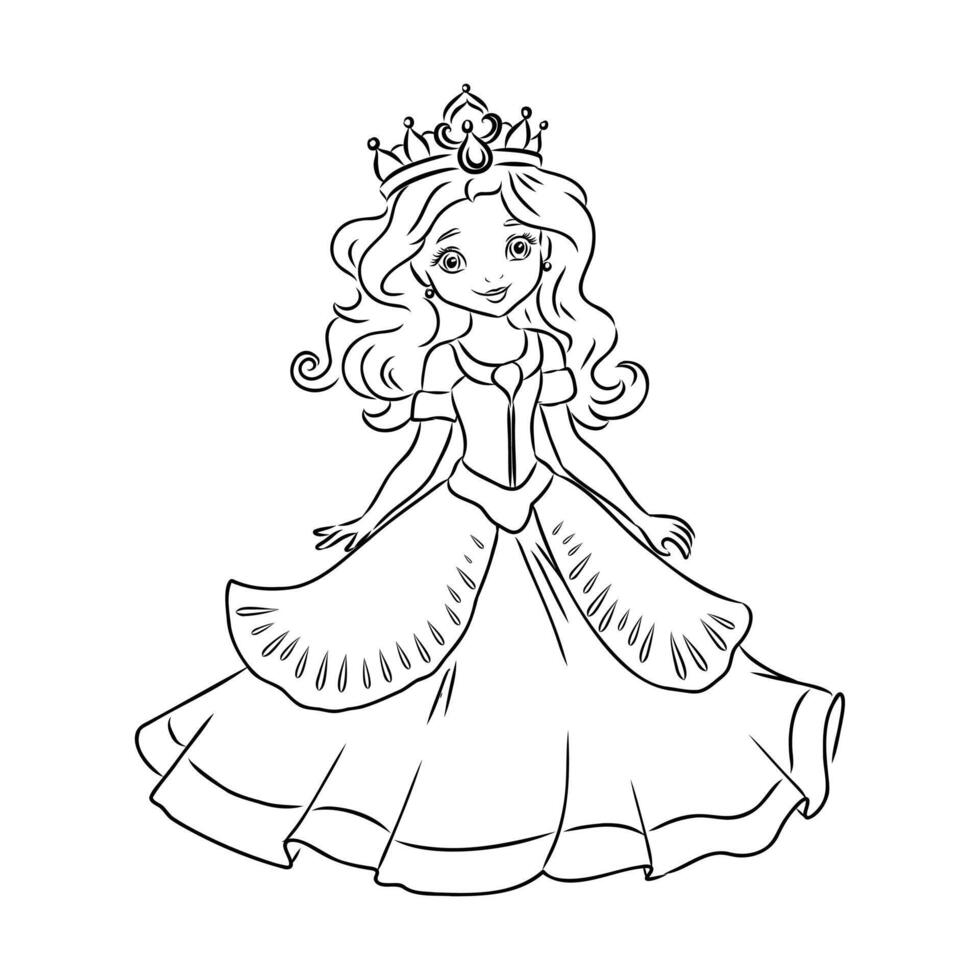 cartoon princess sketch vector