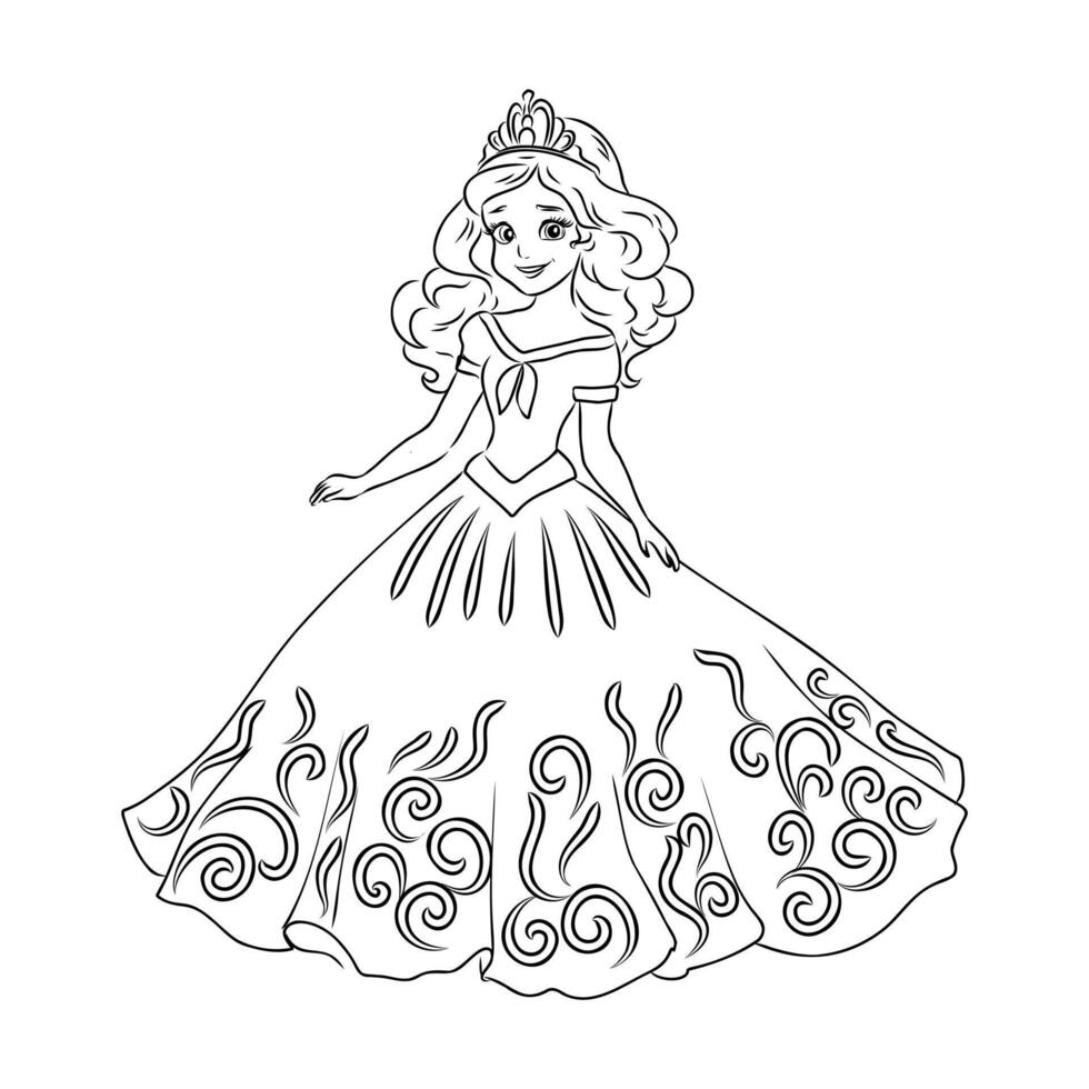 cartoon princess sketch vector