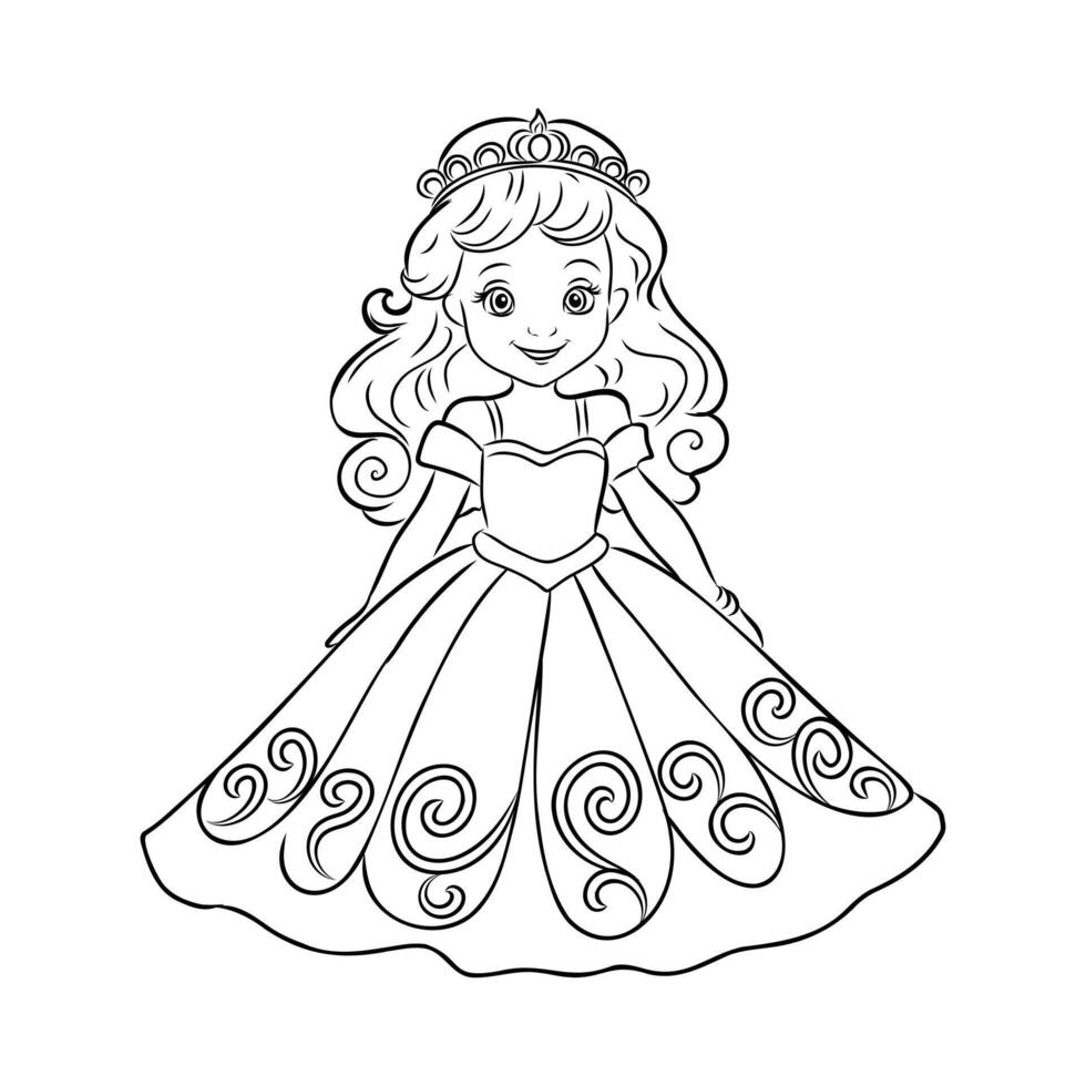 cartoon princess sketch vector