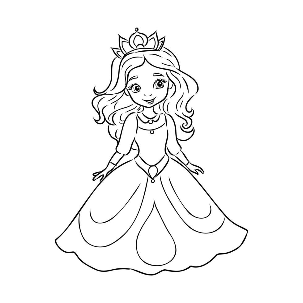 cartoon princess sketch vector