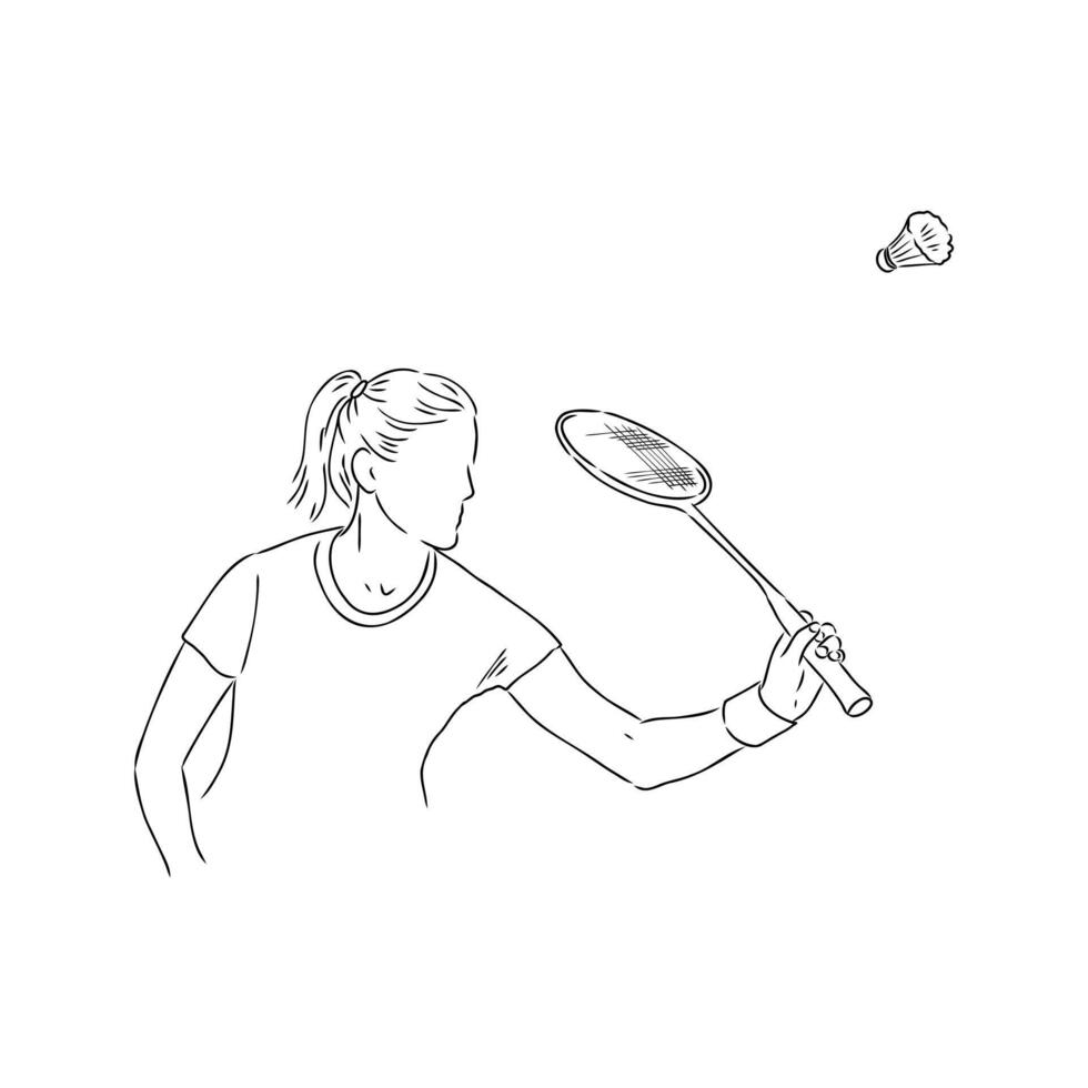 badminton game sketch vector