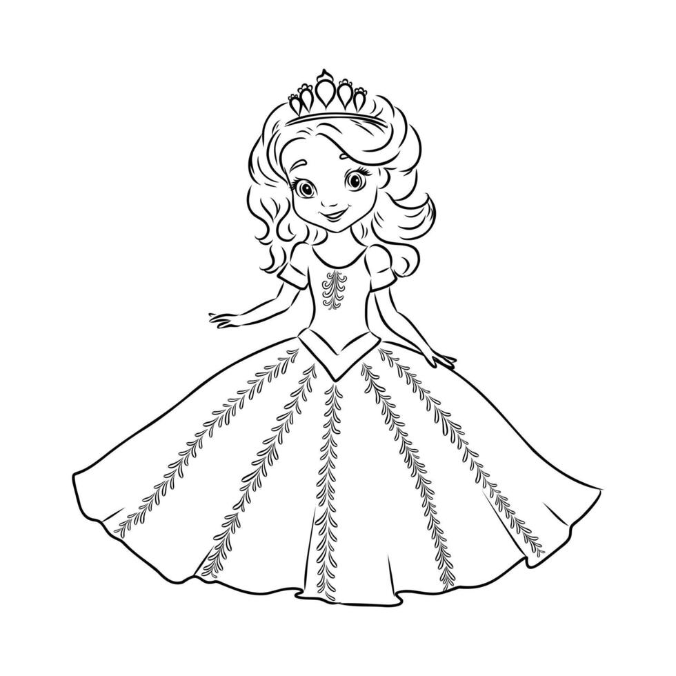 cartoon princess sketch vector