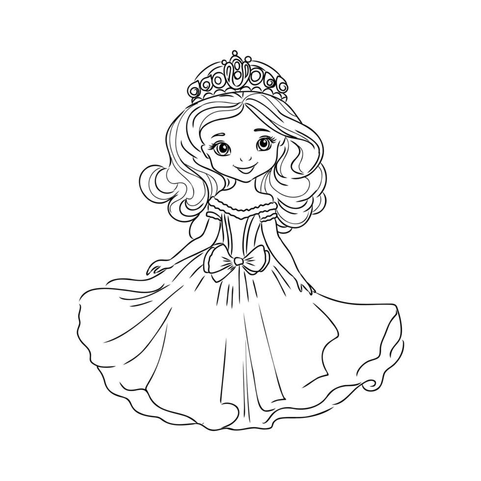 cartoon princess sketch vector