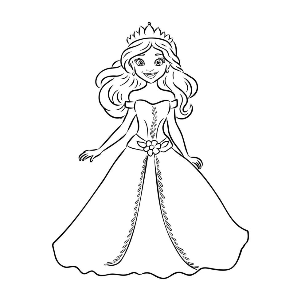 cartoon princess sketch vector