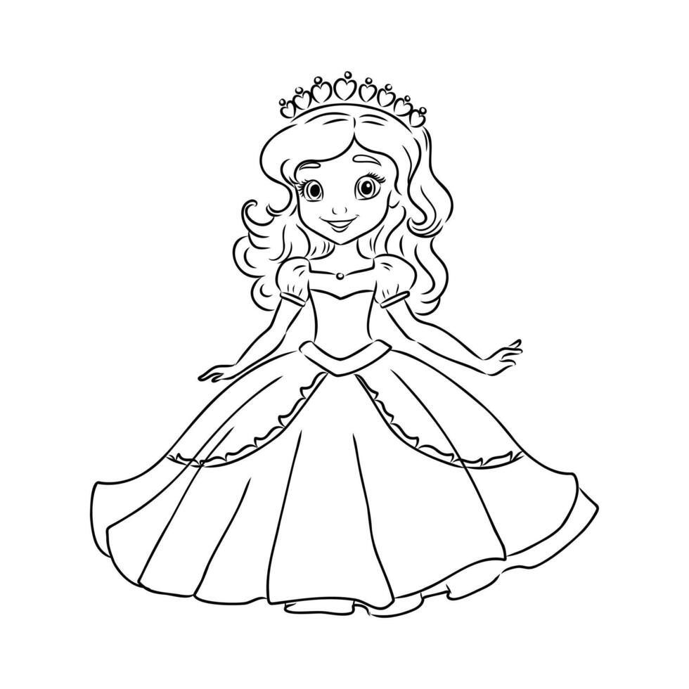 cartoon princess sketch vector
