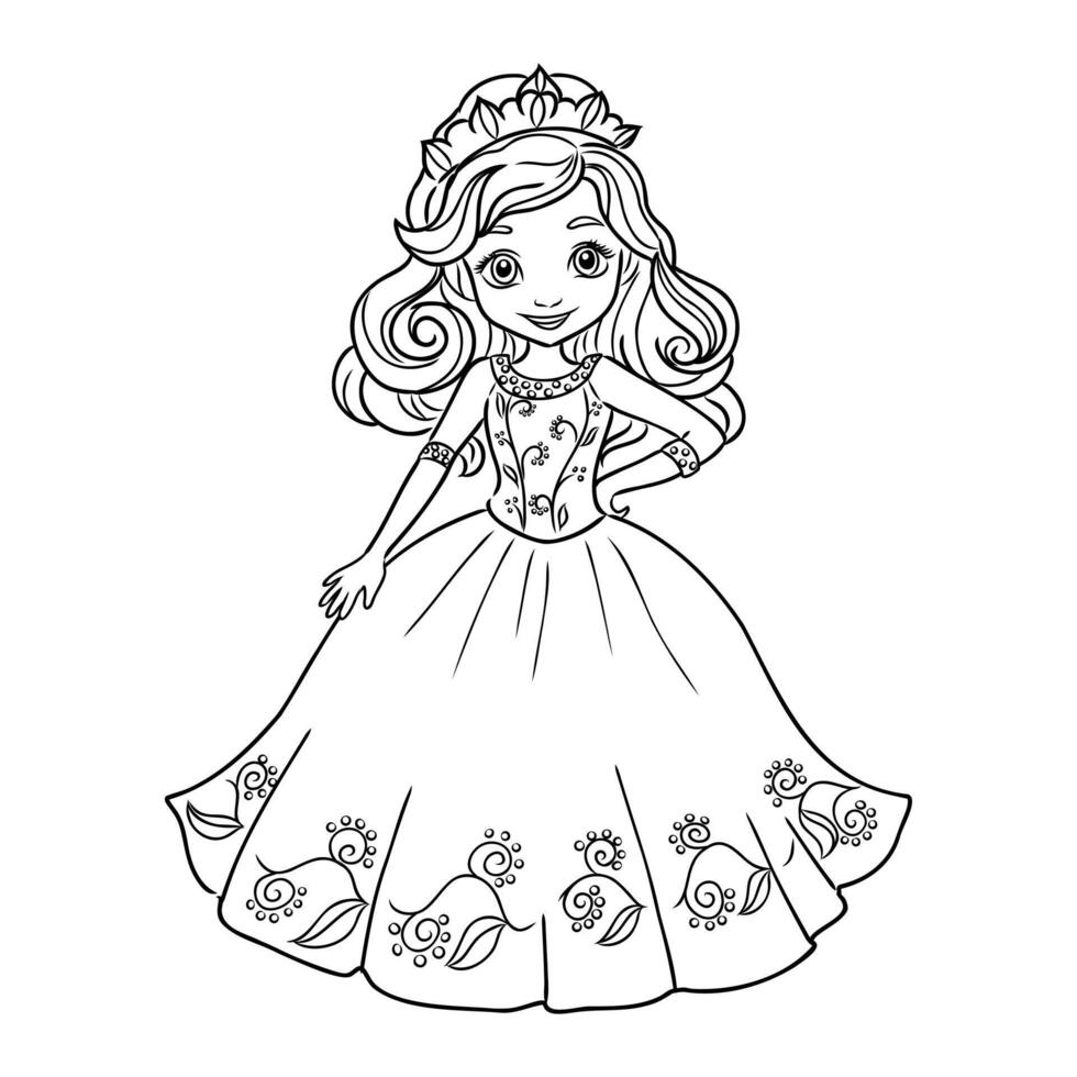 cartoon princess sketch vector