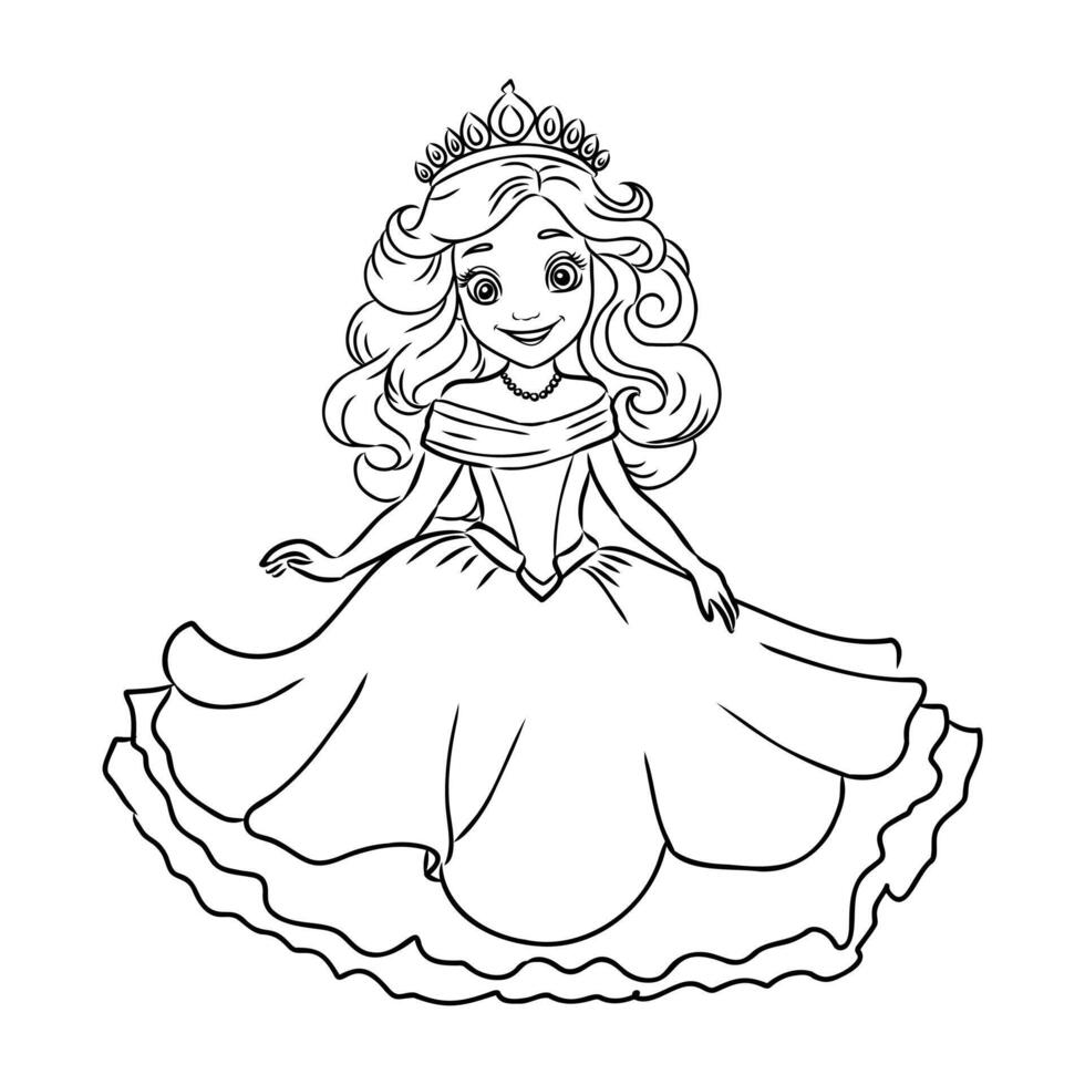 cartoon princess sketch vector