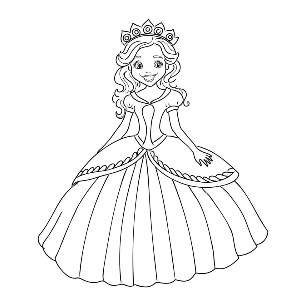 cartoon princess sketch vector
