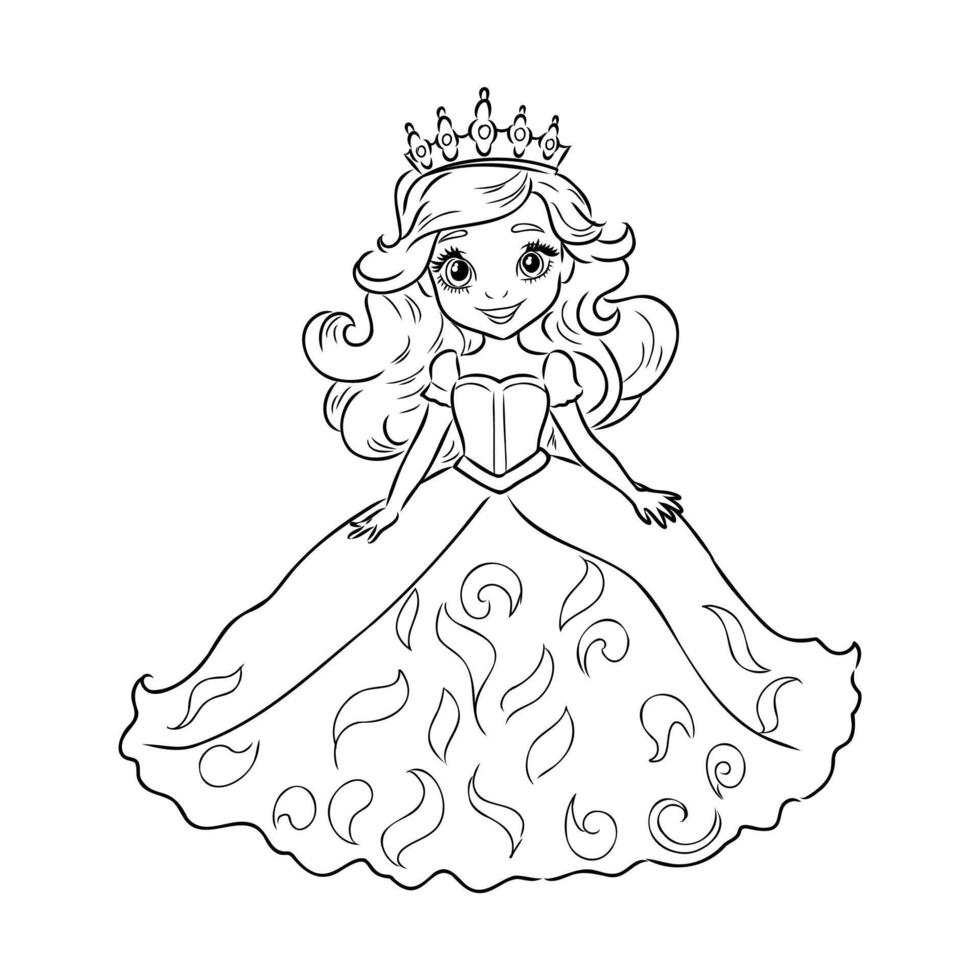 cartoon princess sketch vector