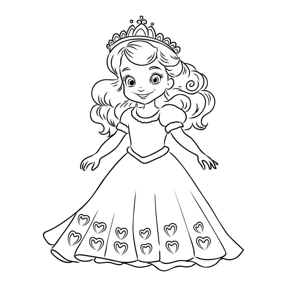 cartoon princess sketch vector