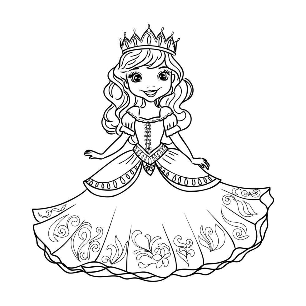cartoon princess sketch vector