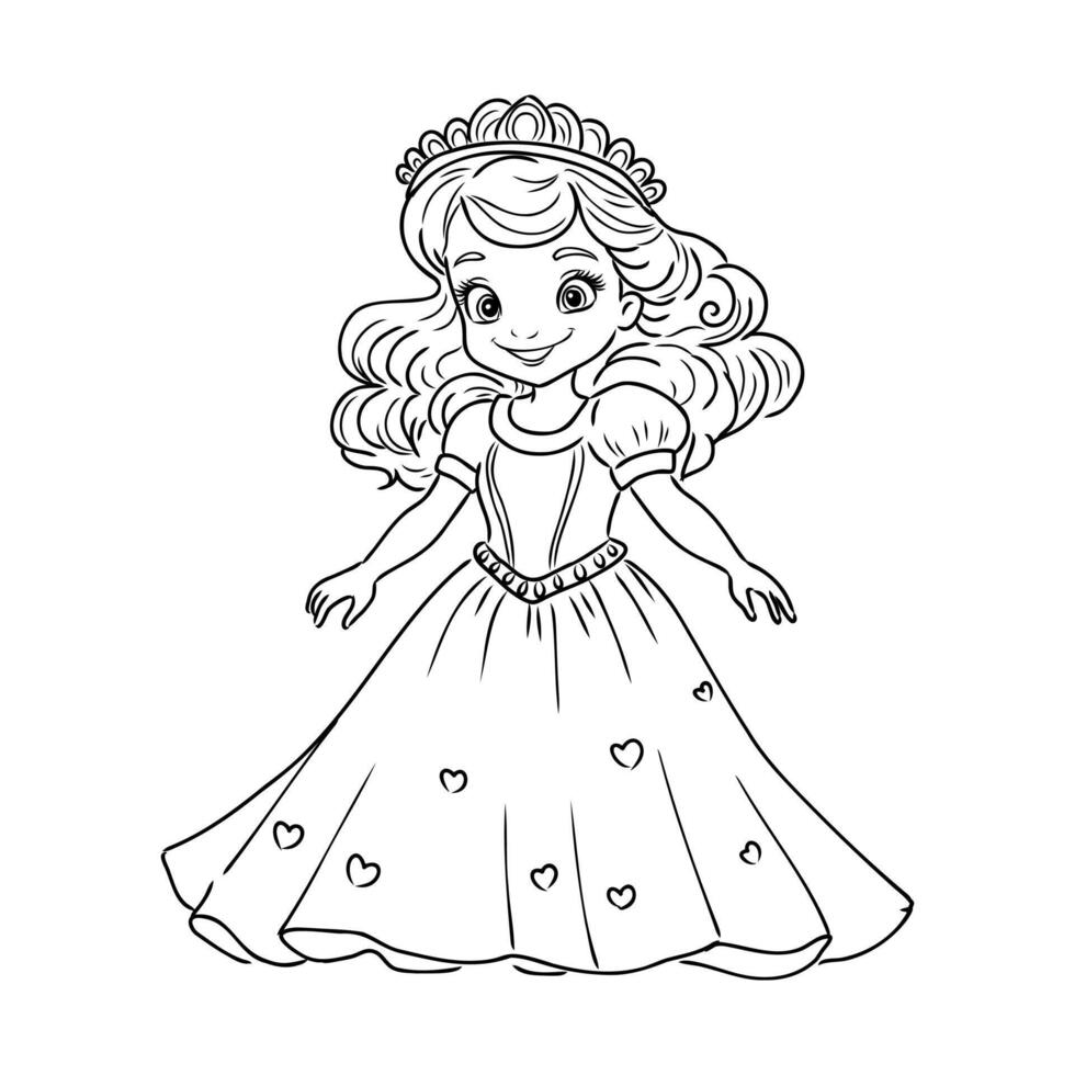 cartoon princess sketch vector