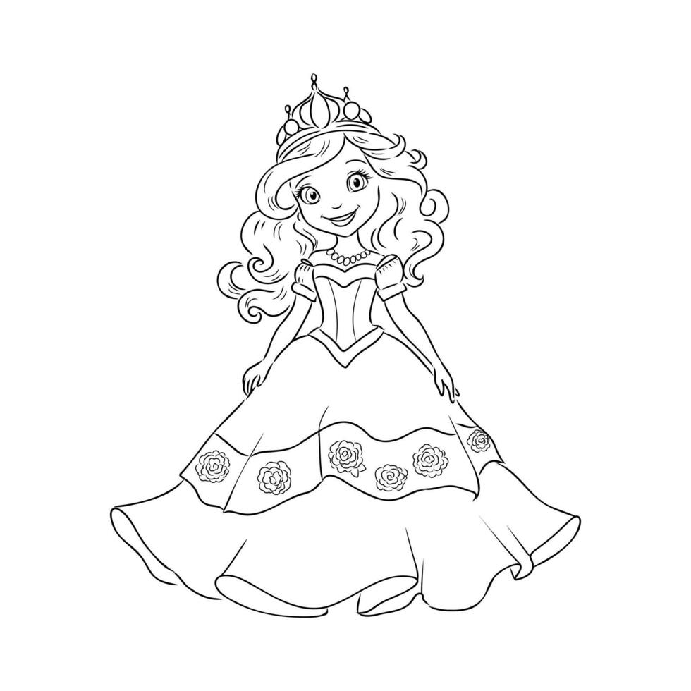cartoon princess sketch vector